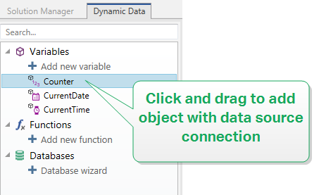 Adding Objects with Connected Data Source