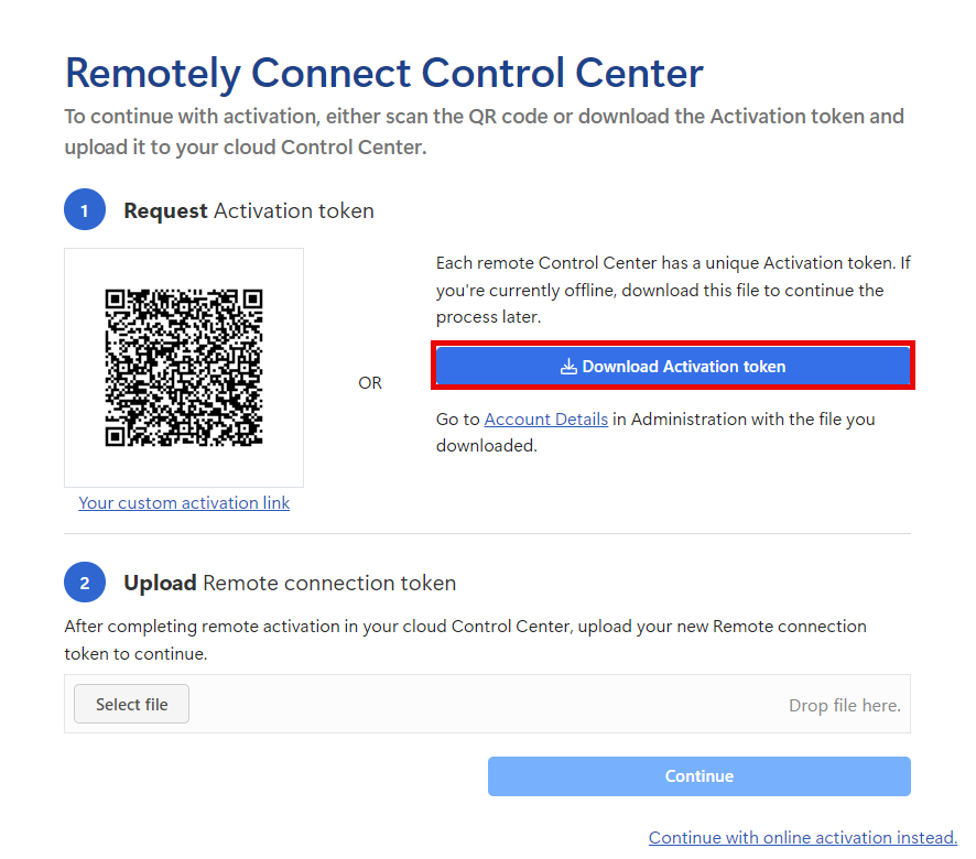 Creating a new remote activation