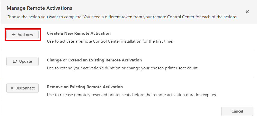 Creating a new remote activation