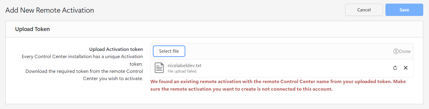 Creating a new remote activation