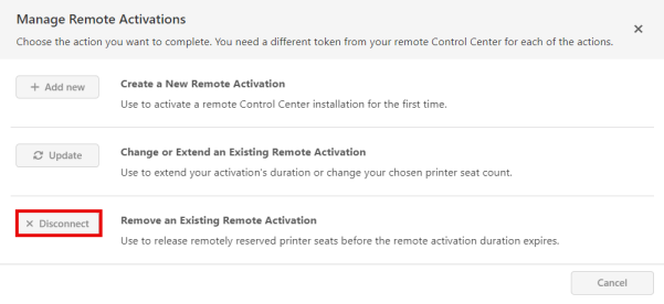 Disconnecting remote activation