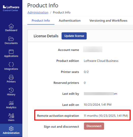 Updating or changing remote activation