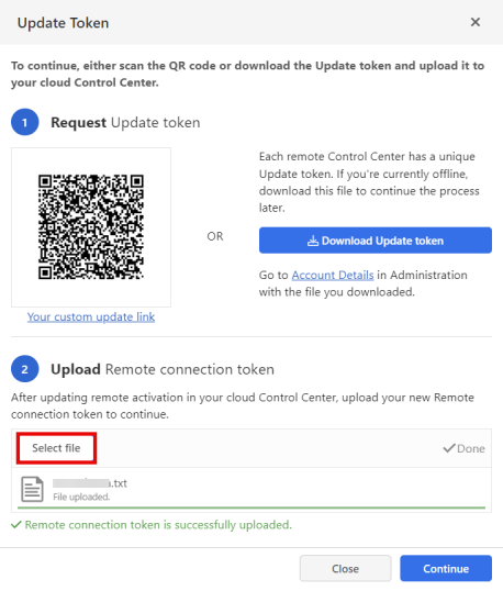 Updating or changing remote activation