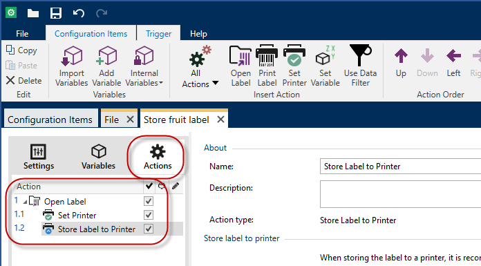 Storing labels to printers