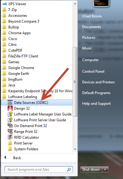 Windows 7 OS Start Menu