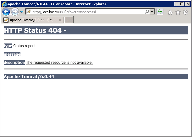 Internet Browser displays an standard HTTP Status 404 or Not Found error message.